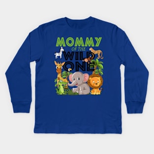 Mommy Of The Wild One Birthday 1st Safari Jungle Family Kids Long Sleeve T-Shirt